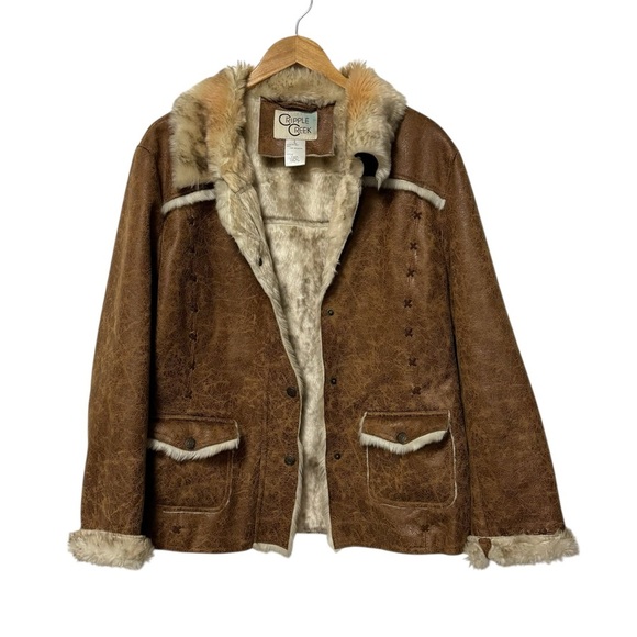 Cripple Creek Faux Fur Coat Womens Large Y2K Penny Lane Jacket Coastal Cowgirl - Picture 2 of 13